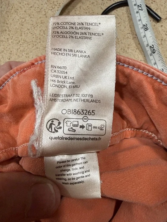 Pilcro Anthropologie Wide Leg Crop Pants Orange Utility High Rise 25 - Picture 12 of 12